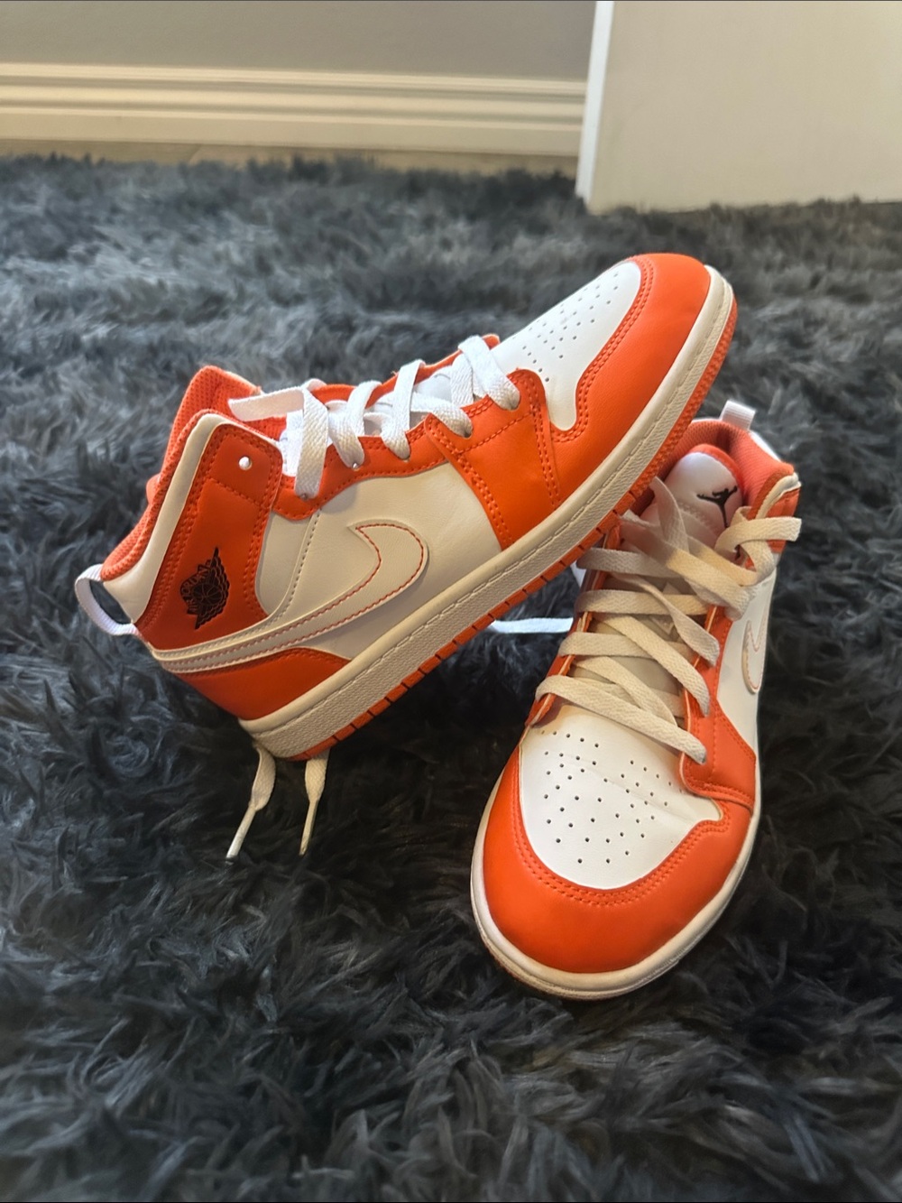 Nike Air Jordan 1 Orange and White Sneakers